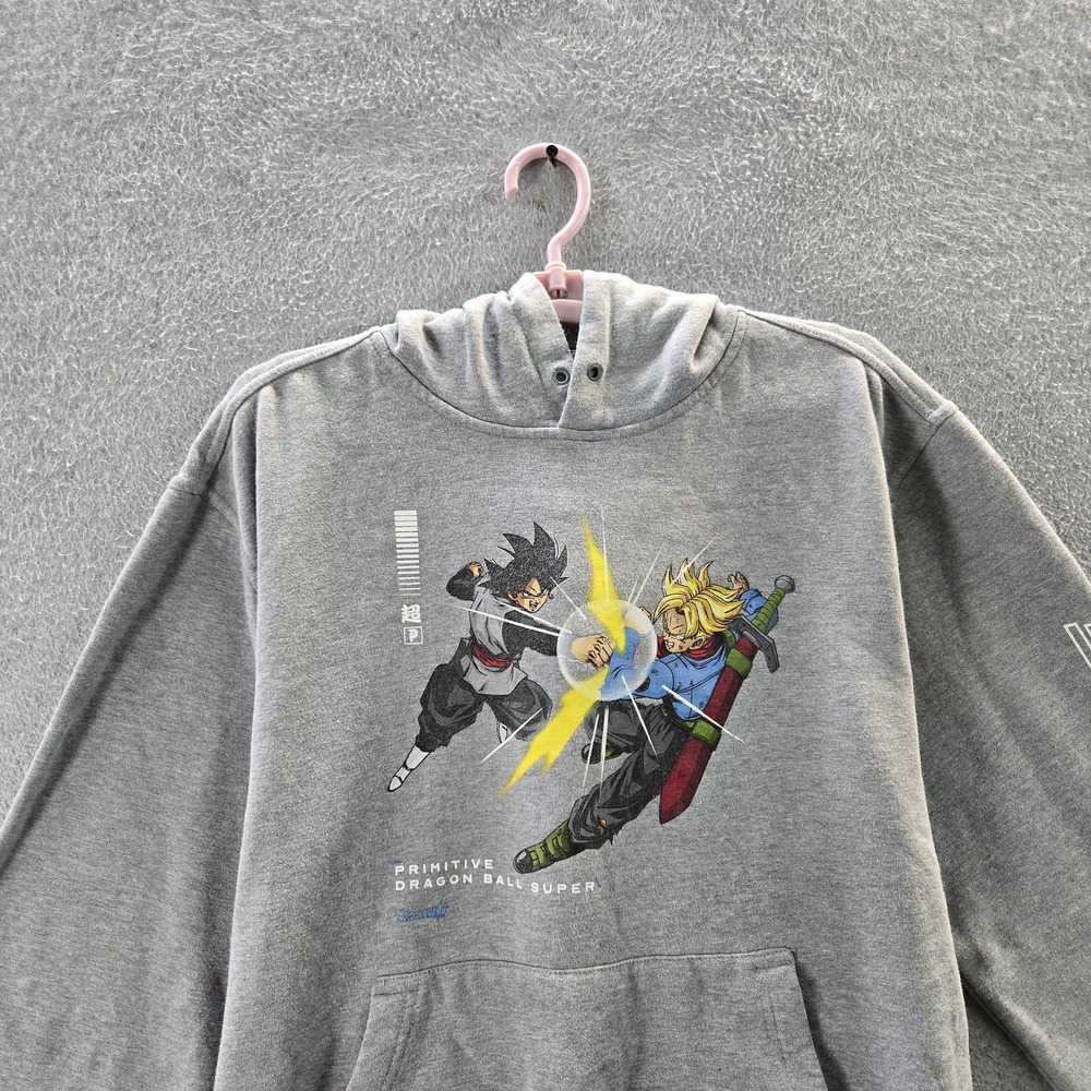 Primitive Men Hoodie M Gray Graphic Fleece Dragon Ball Activewear Pullover READ